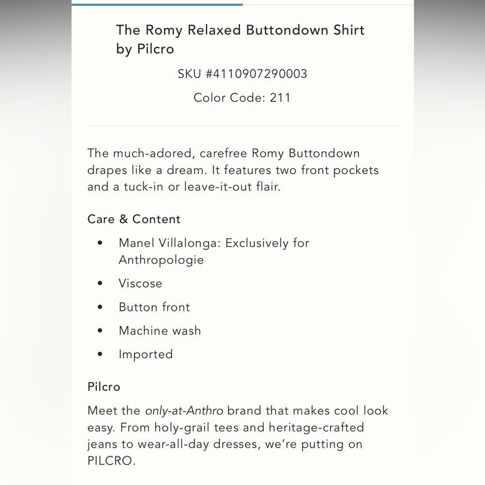 Anthropologie The Romy Relaxed Fit Button Down Shirt by Pilcro. - Picture 10 of 11